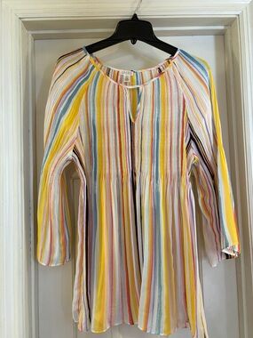 Spense Yellow Multi-Stripe Peasant Tunic
